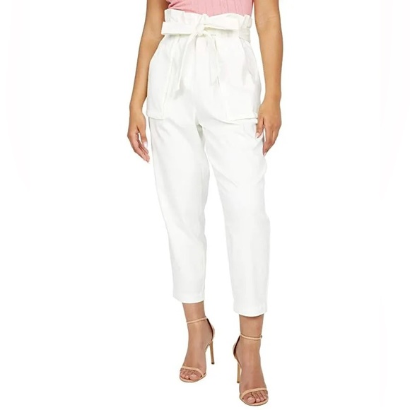 BCBGeneration Pants - NWT BCBG off white cropped paperbag pants - business or date night - 100% cotton